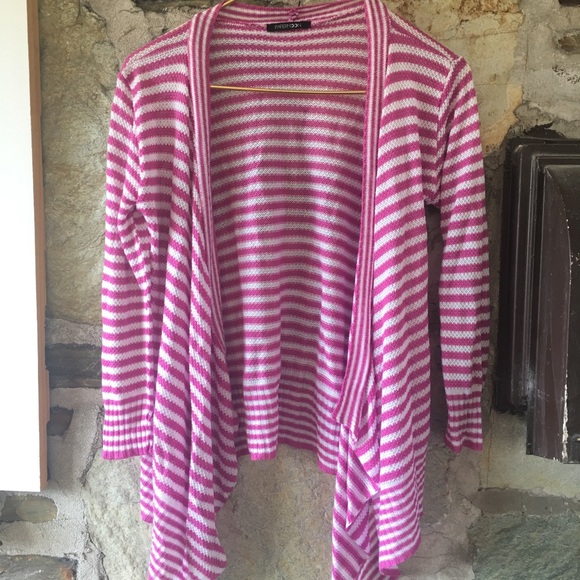 Papermoon pink & white striped open cardigan. Sz M