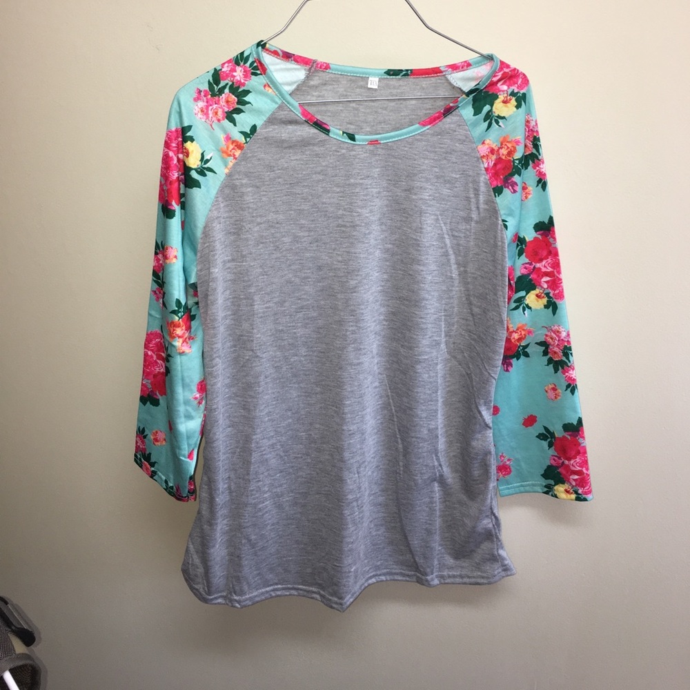 Floral solid long sleeve T-shirt
