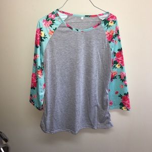 Floral solid long sleeve T-shirt