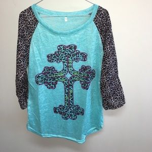 Long sleeve sweater blouse with Cross
