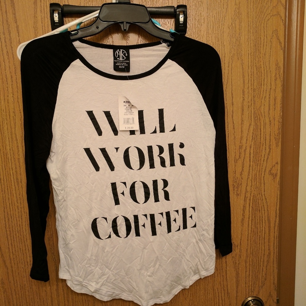 NWT Coffee baseball tee