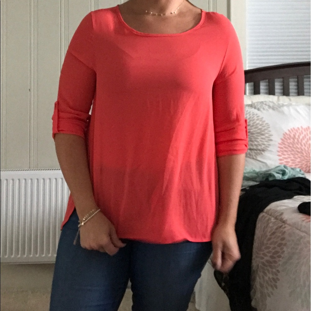 Pink rose coral blouse