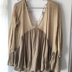 3/4 Sleeve open back Shirt with a T strap