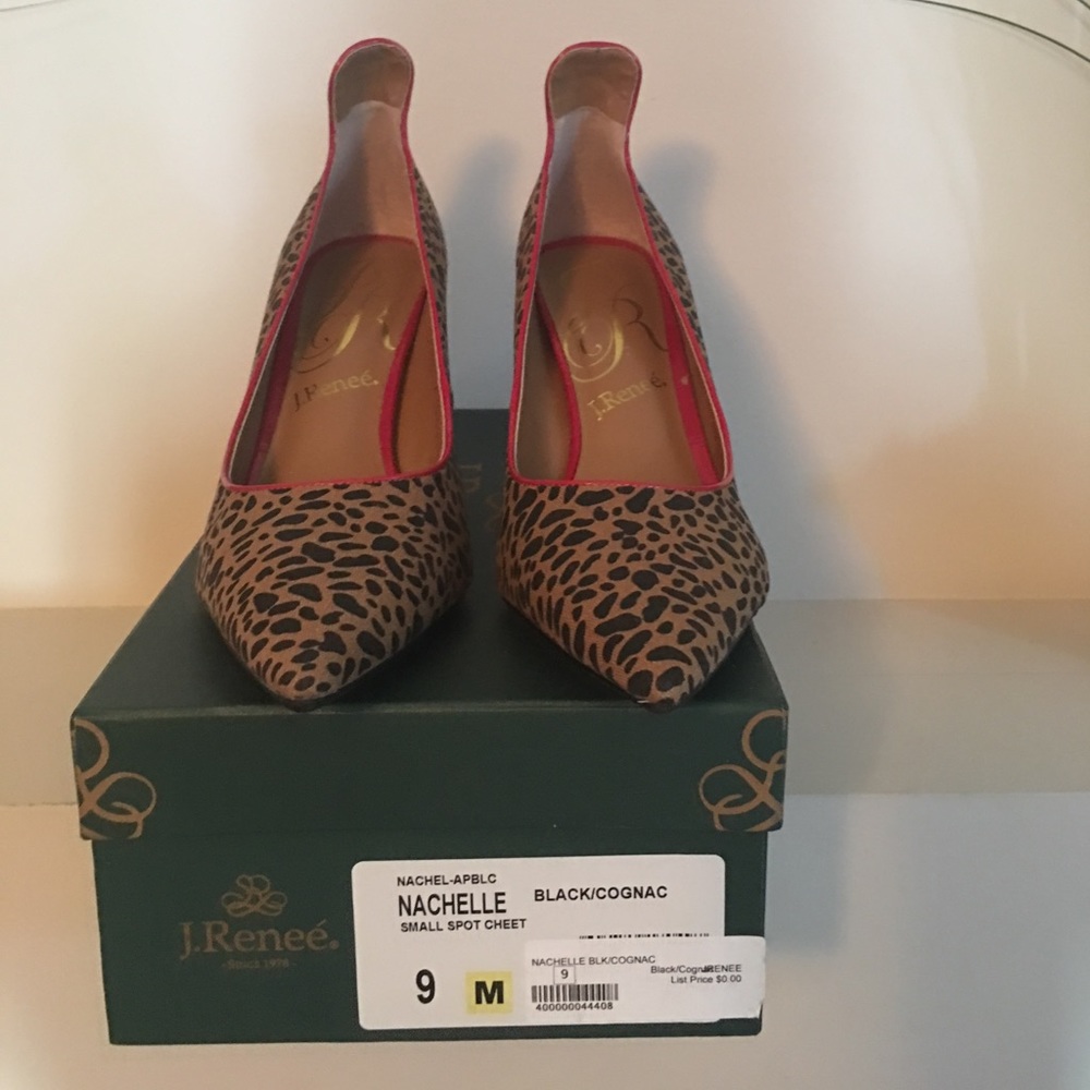 J.Renee Cheetah Spot Black/Cognac high heels