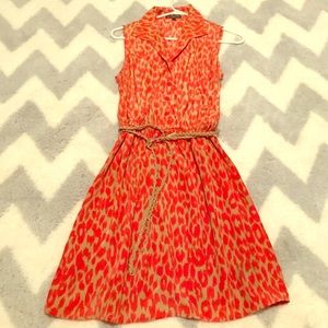 Leopard print sleeveless collared dress size med