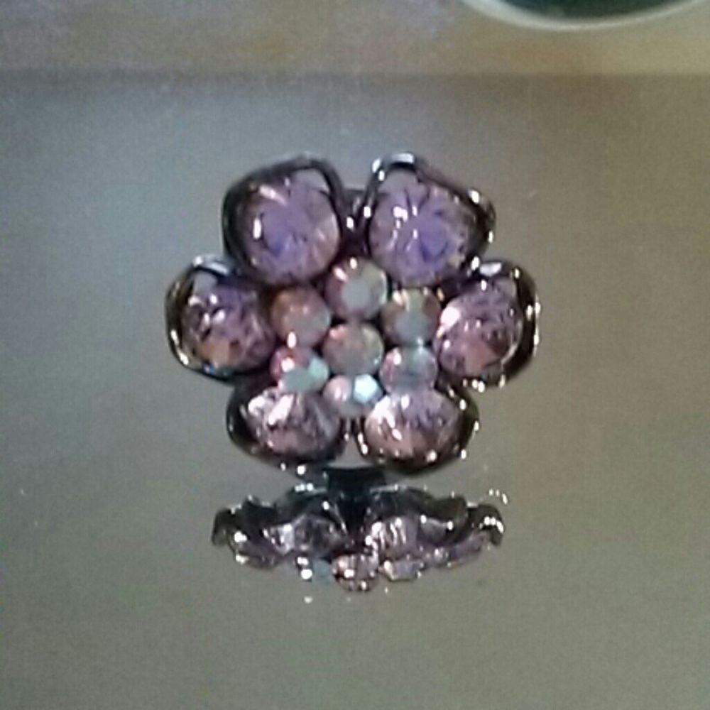 Pink Sparkles swarovski crystals flower ring