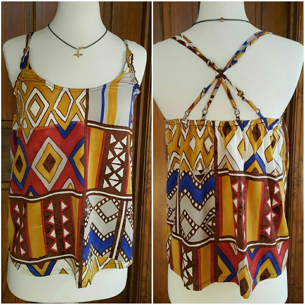 Striking, colorful tribal print tank.  Worn once!