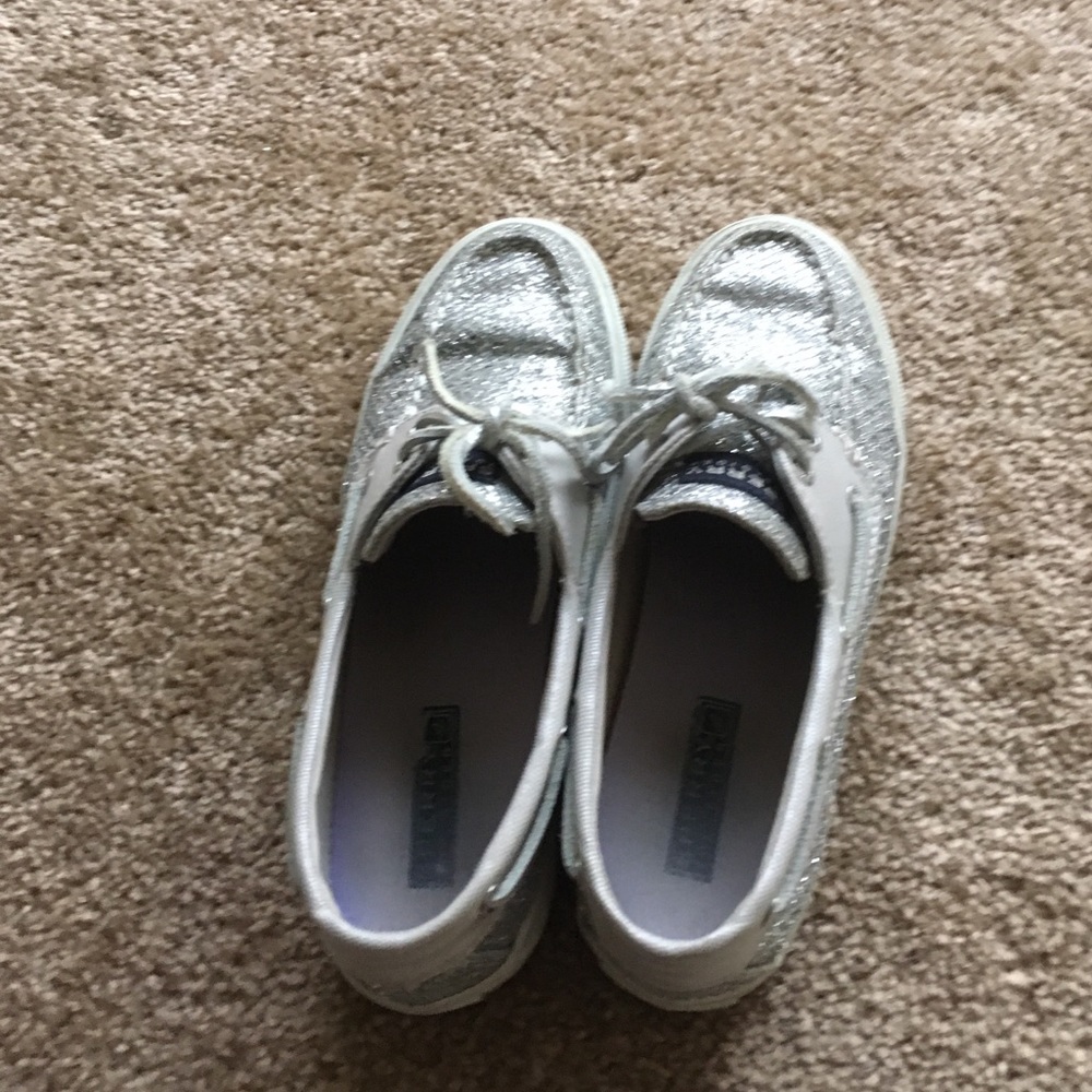 Silver sparkly sperry topsiders