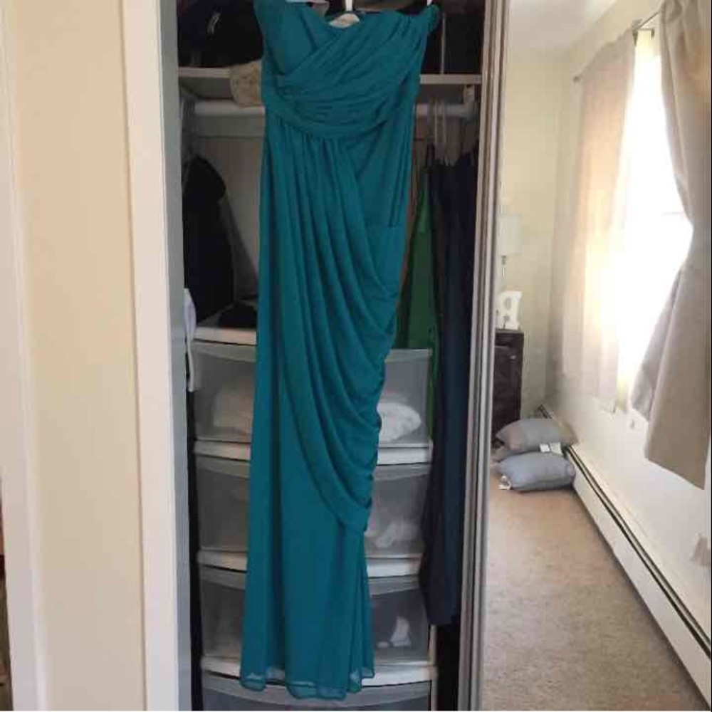 David's bridal strapless size 2 dress teal