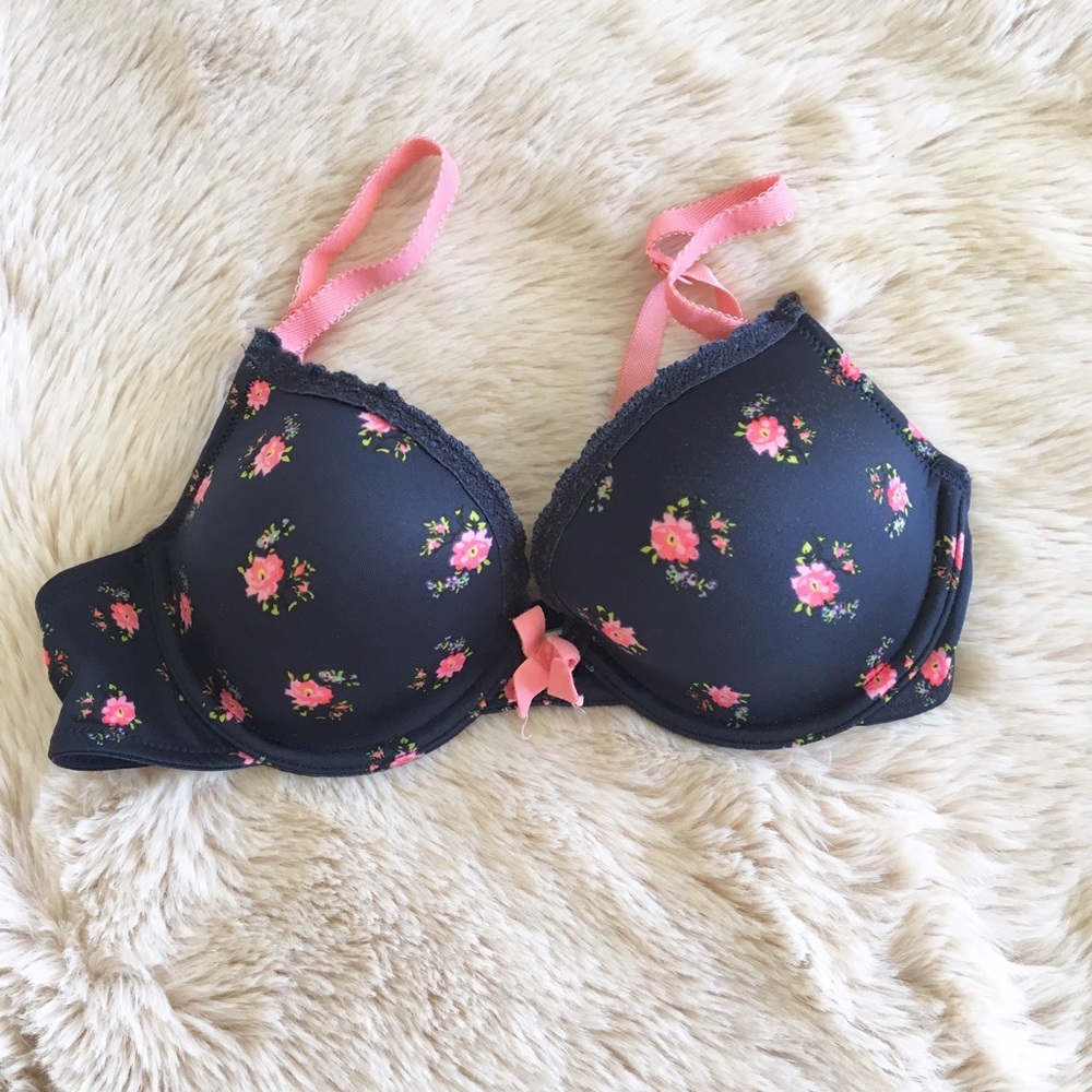 Navy blue and pink floral Aerie Bra 32B