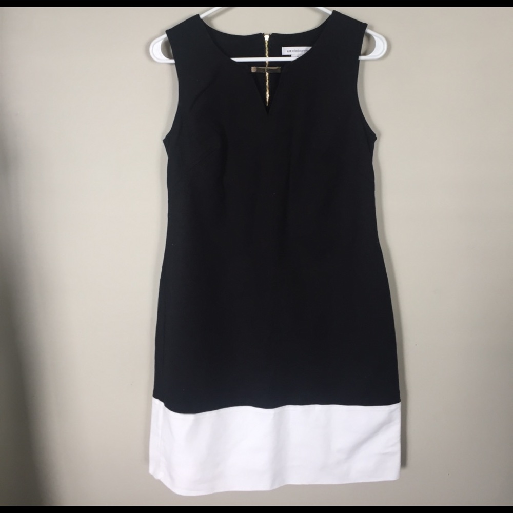 Liz Claiborne color block black and white dress
