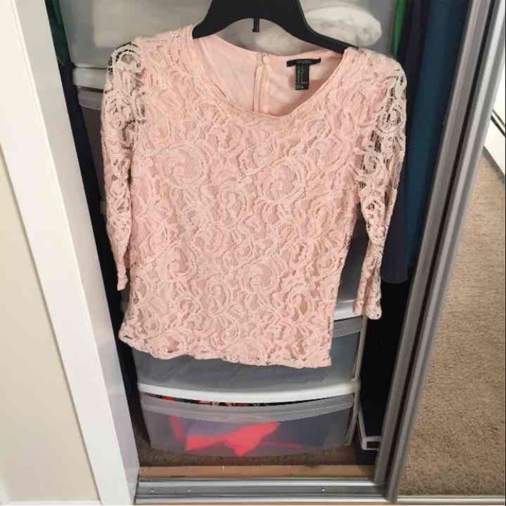 Size small long sleeve pink lace top