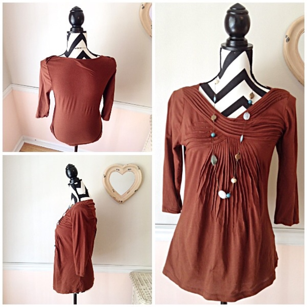 Deletta Bay Brown Quarter Sleeve Top
