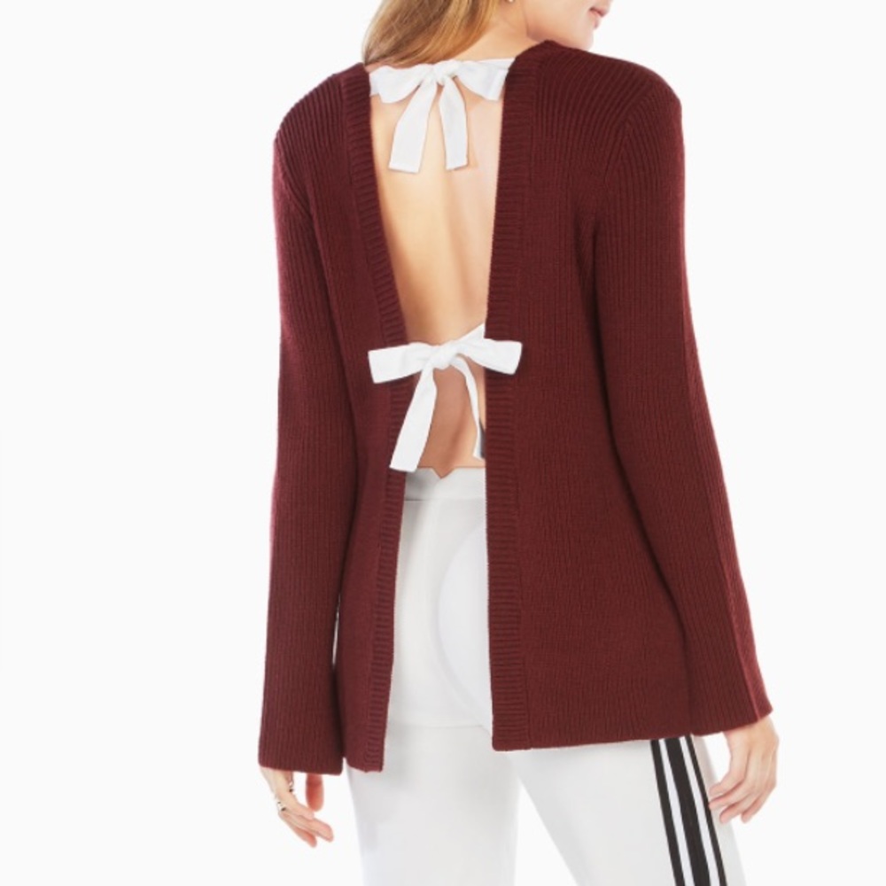 Open back sweater with bows