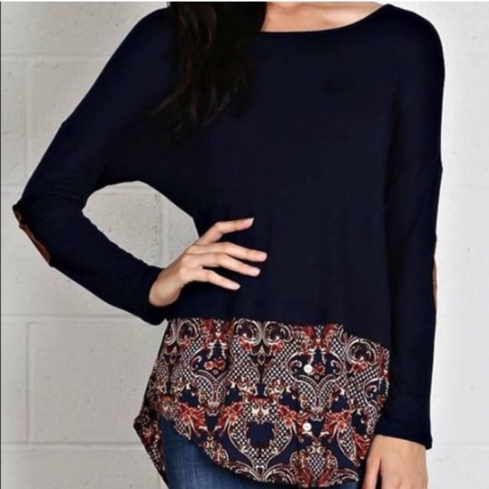 Navy Blue Tunic w/ elbow patches