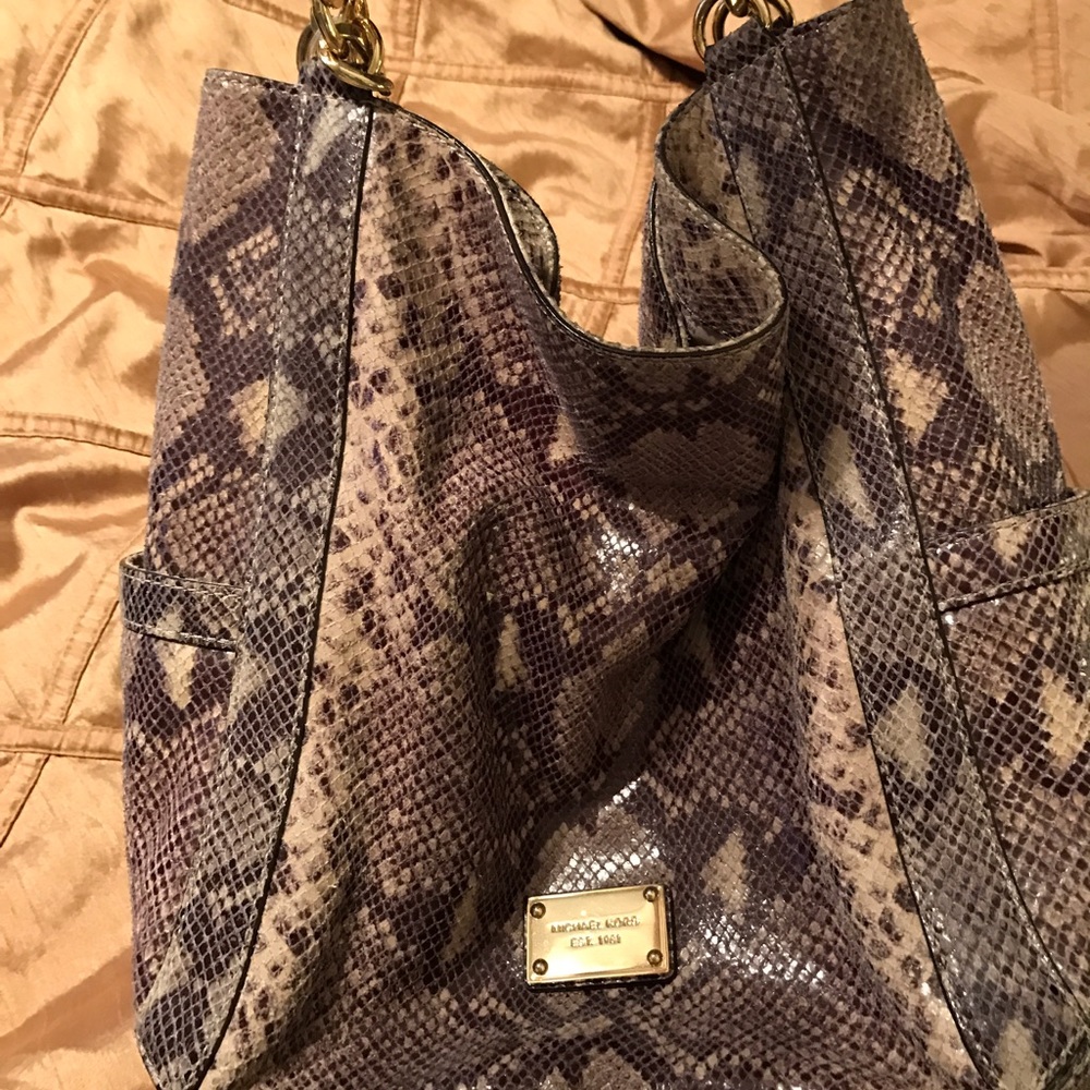 Snake skin Michael Kors bag w/ gold chain handles
