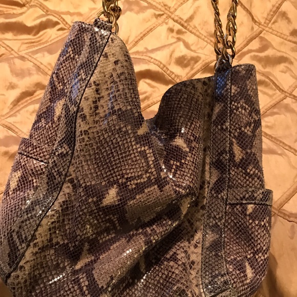Michael Kors | Bags | Snake Skin Michael Kors Bag W Gold Chain Handles ...