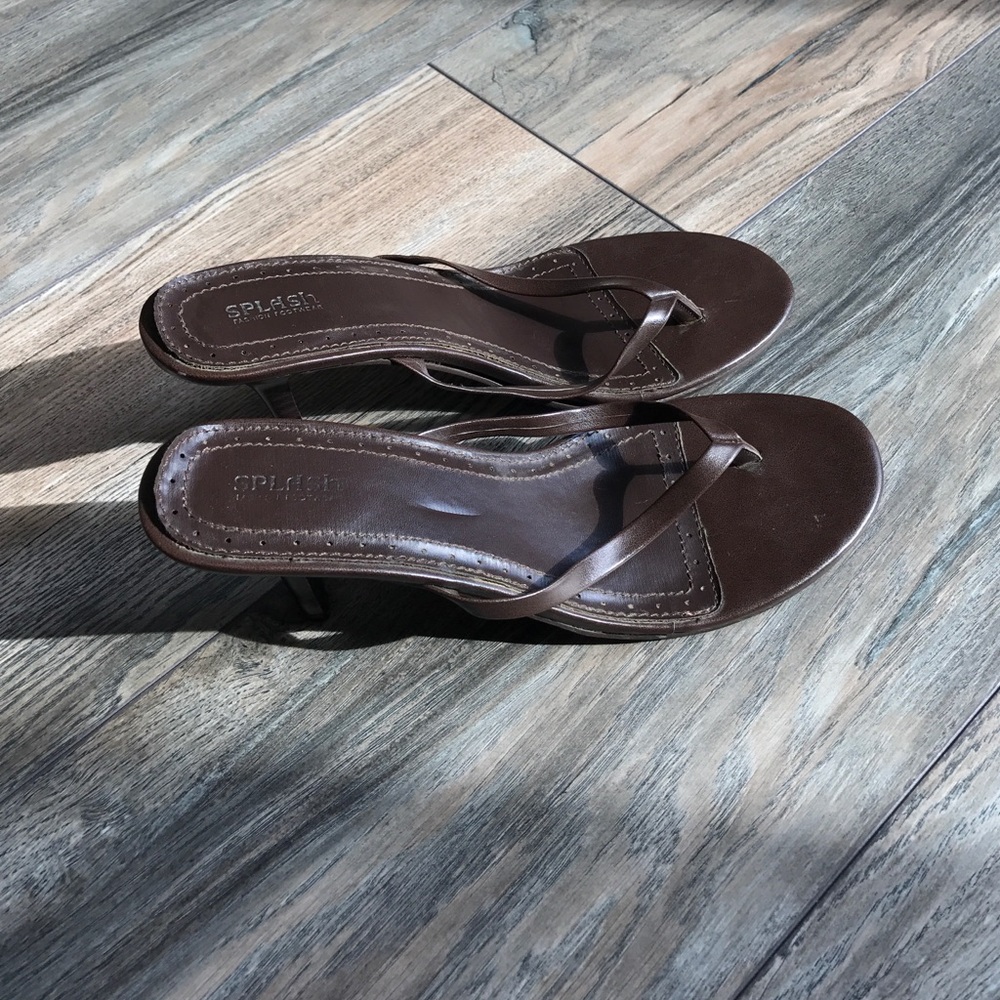 Brown low heel sandals