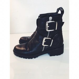 Zara Leather Ankle Boots with Buckles