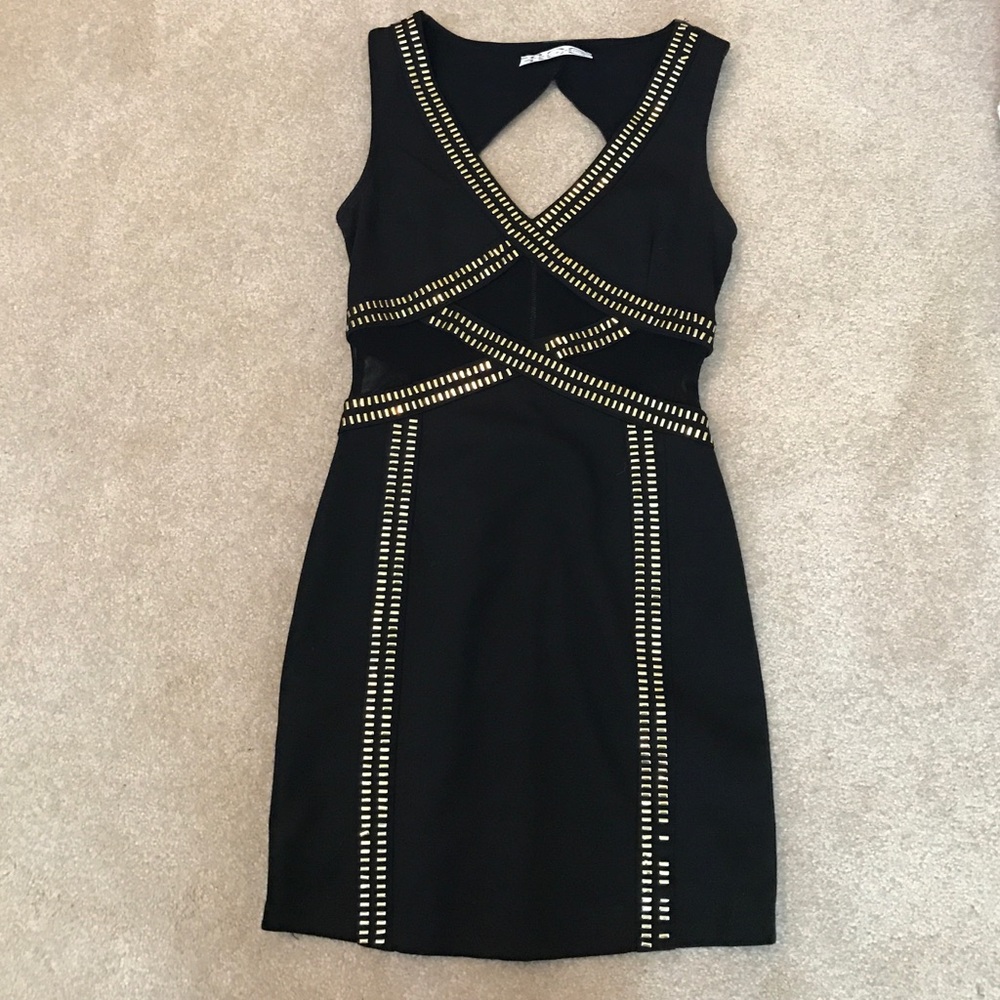 R.O.C. Black Bodycon with gold embellishment