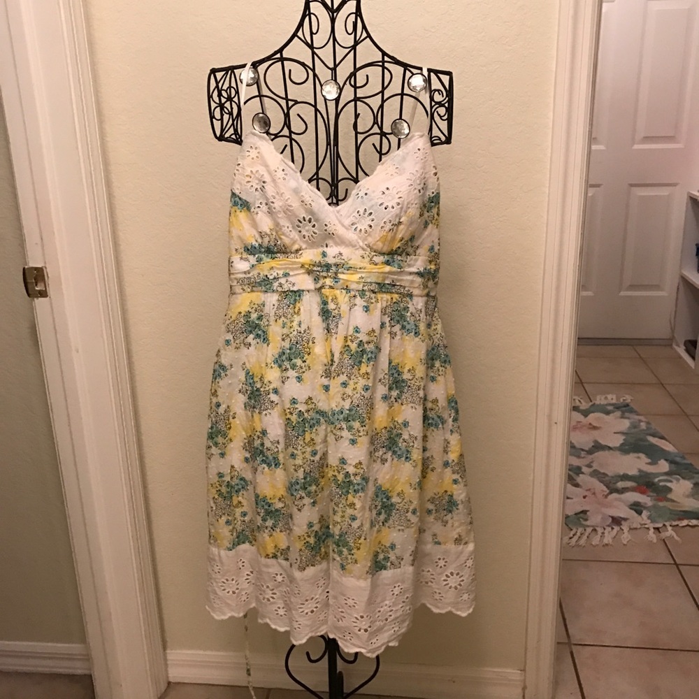 White and yellow flowered dress