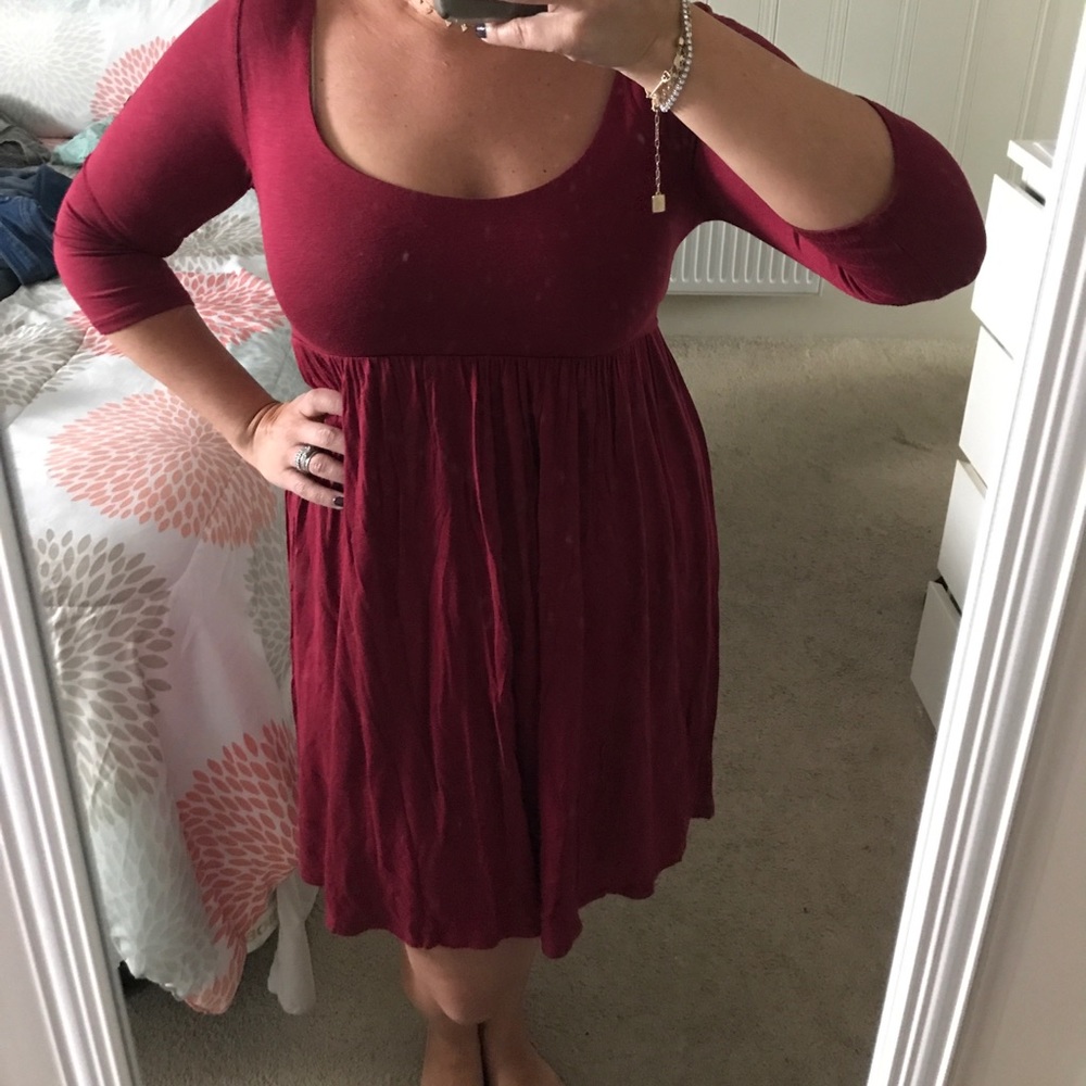 Nymph cranberry red 3/4 sleeve dress