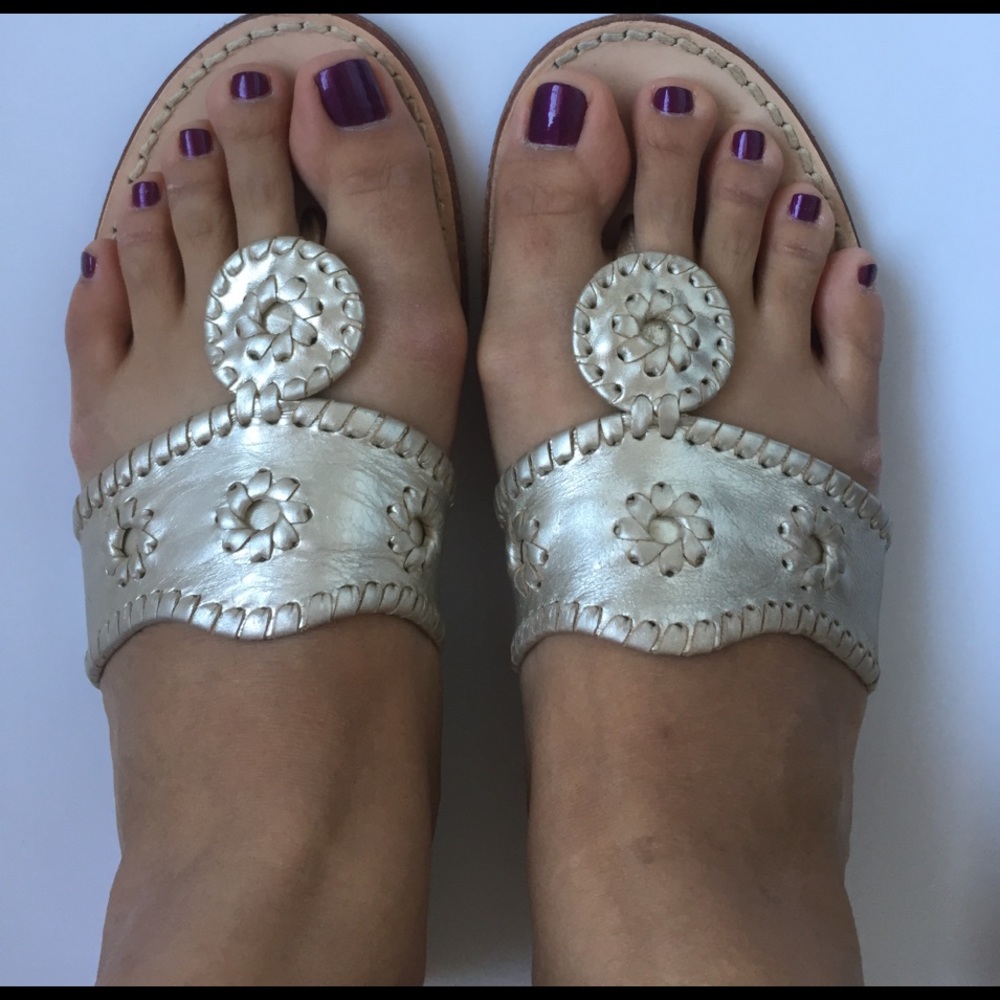 Jack Rogers platinum Navajo sandal