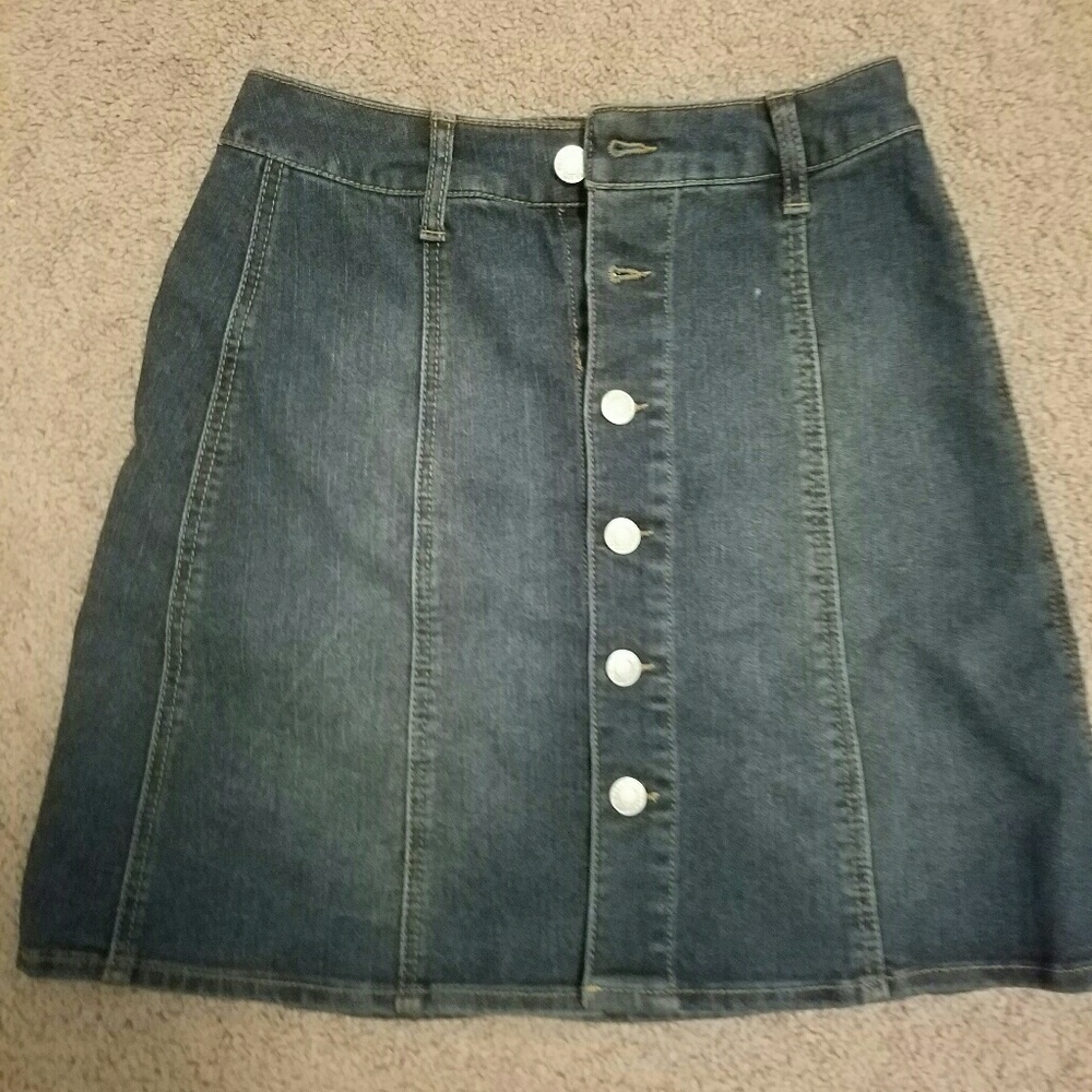 Medium length denim skirt