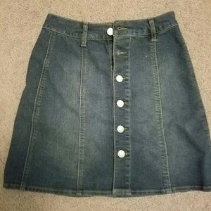 Medium length denim skirt
