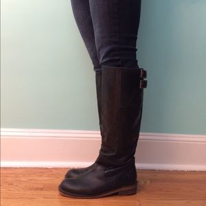 Black leather Lucky Brand comfy calf boots
