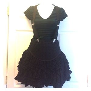 Betsey Johnson high waisted shirt with suspenders