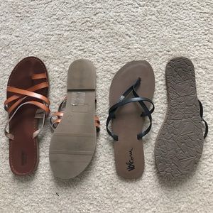 Mossimo sandals and Volcom sandals
