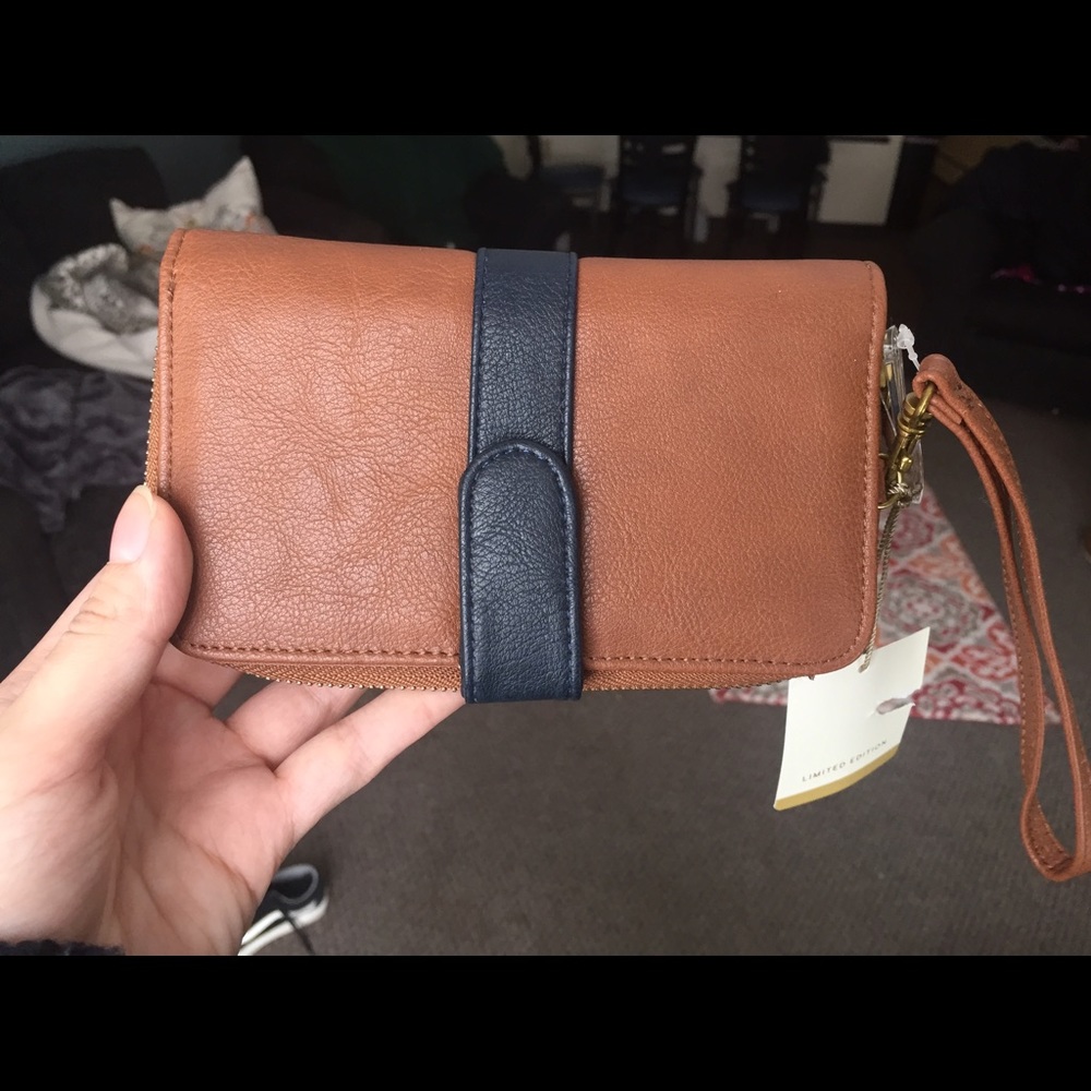 Brown/Navy wallet and clutch