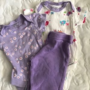 Baby girl purple newborn lot of 3