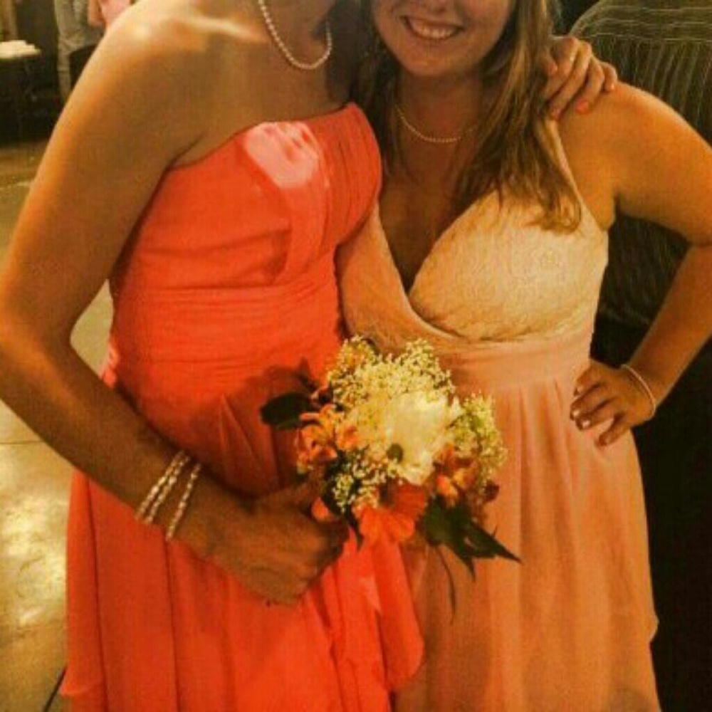 Coral strapless dress