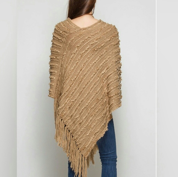 Knit Poncho with Fringe Detail - Picture 2 of 3
