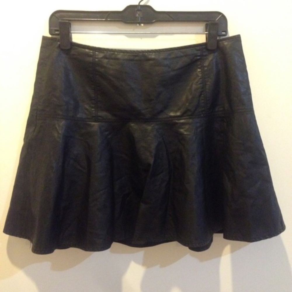 Free People Black Vegan Leather Skirt