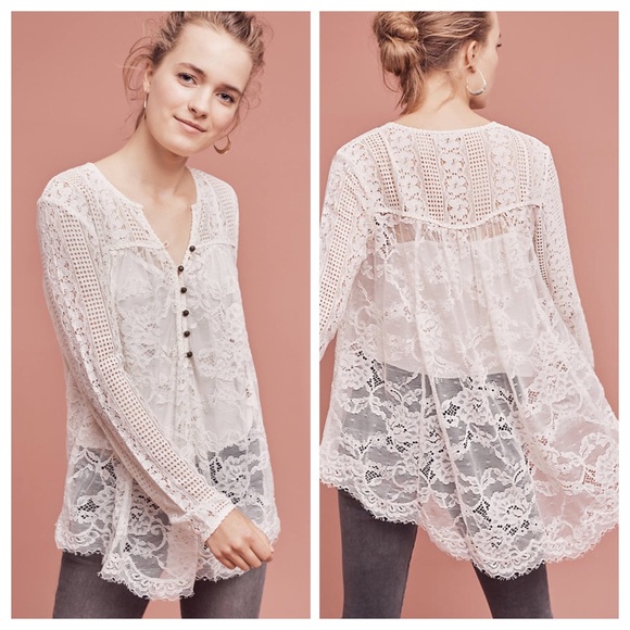 Anthropologie Tops - {Anthro} Floreat Scalloped Lace Henley