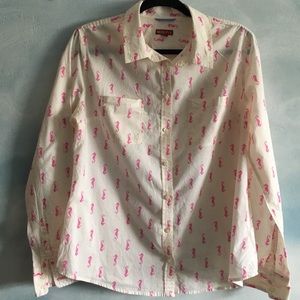 Seahorse Pink button down Preppy L