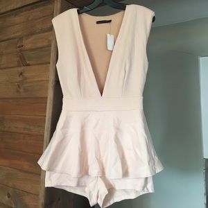 Sexy Deep v pink blush romper