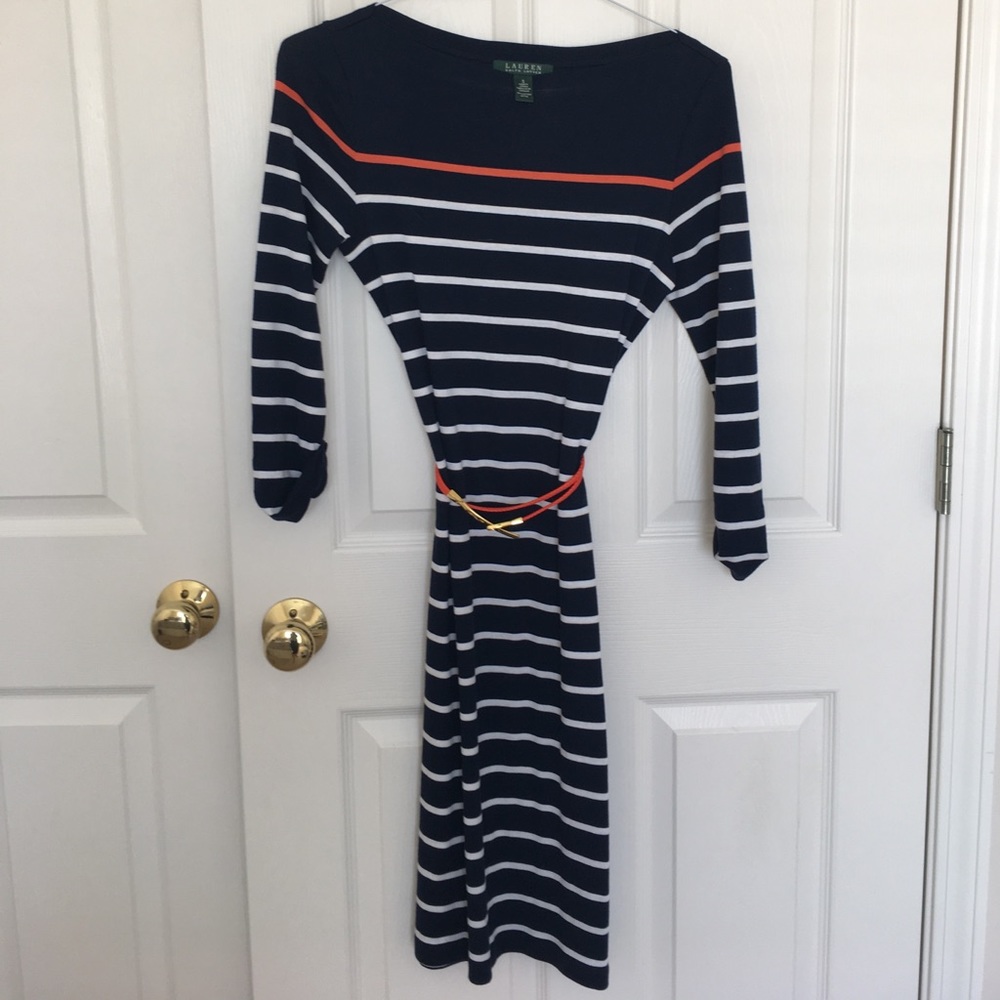 Ralph Lauren Navy/White with accent orange dress