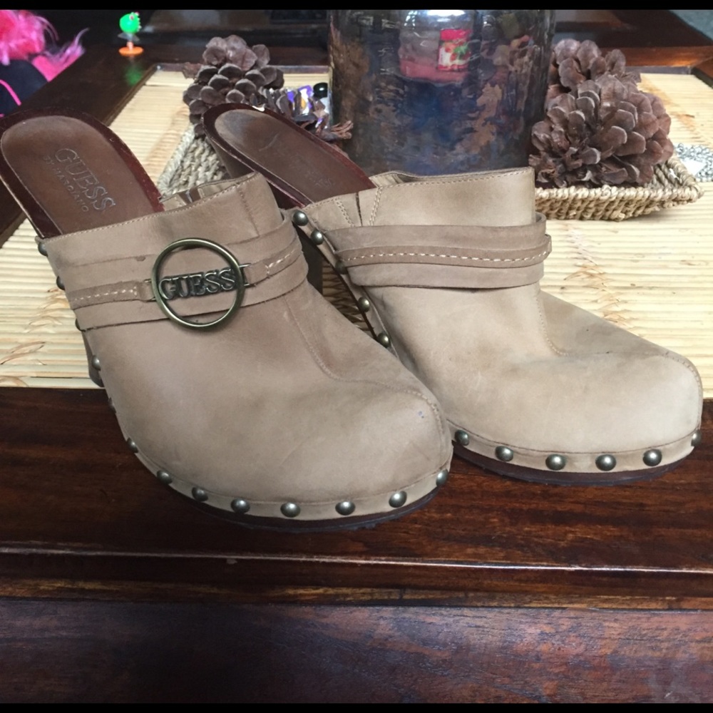 Guess heel clogs.