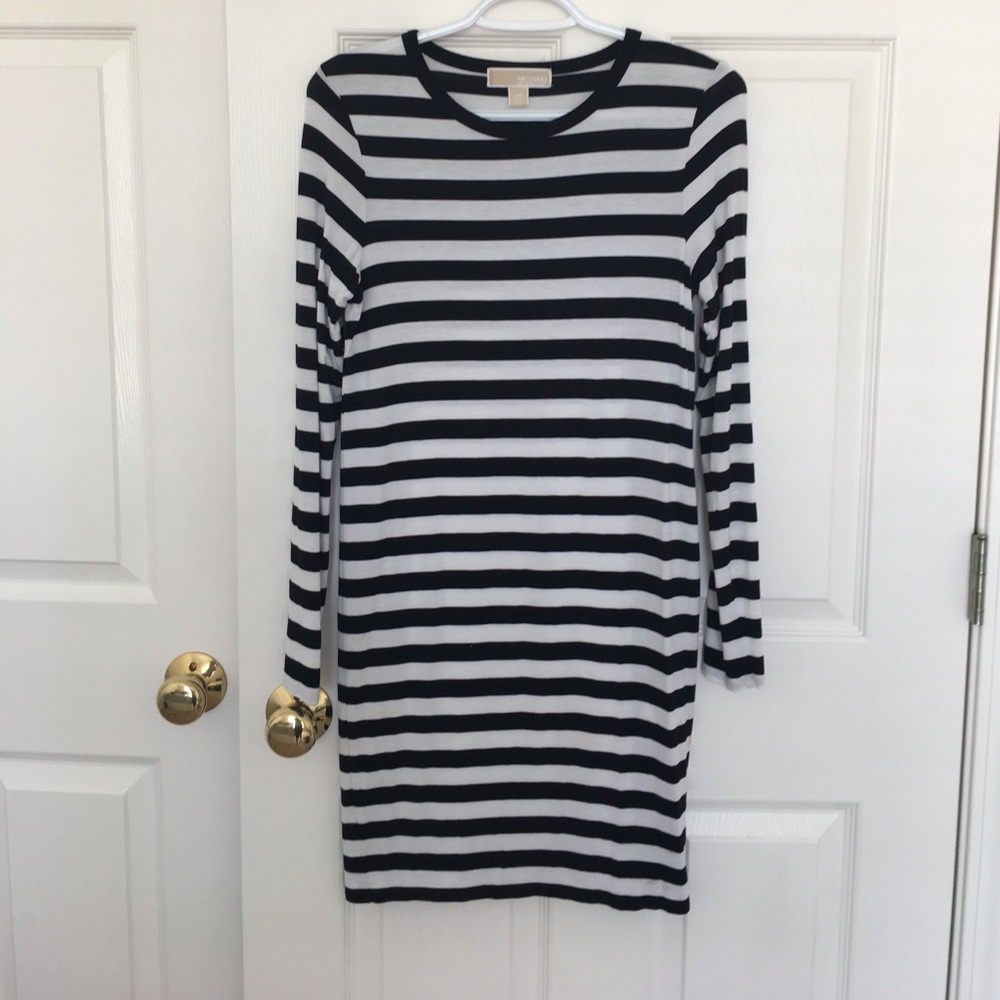 Michael Kors black and white striped dress