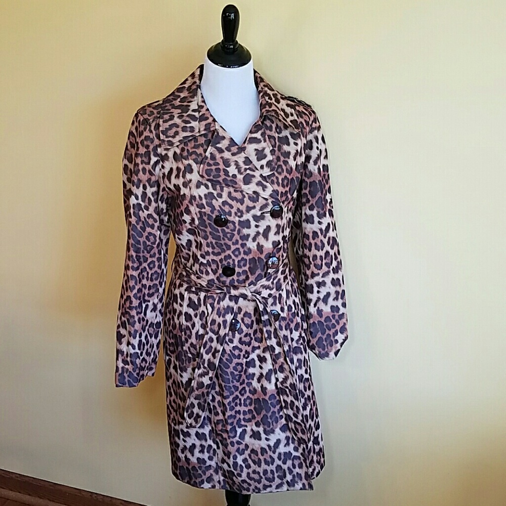 Dana Buchman Leopard Trench Coat