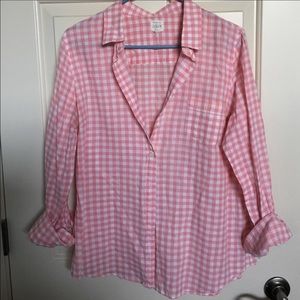 J. Crew Large pink gingham shirt