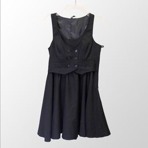 Button Vest A-Line Fit and Flare Dress