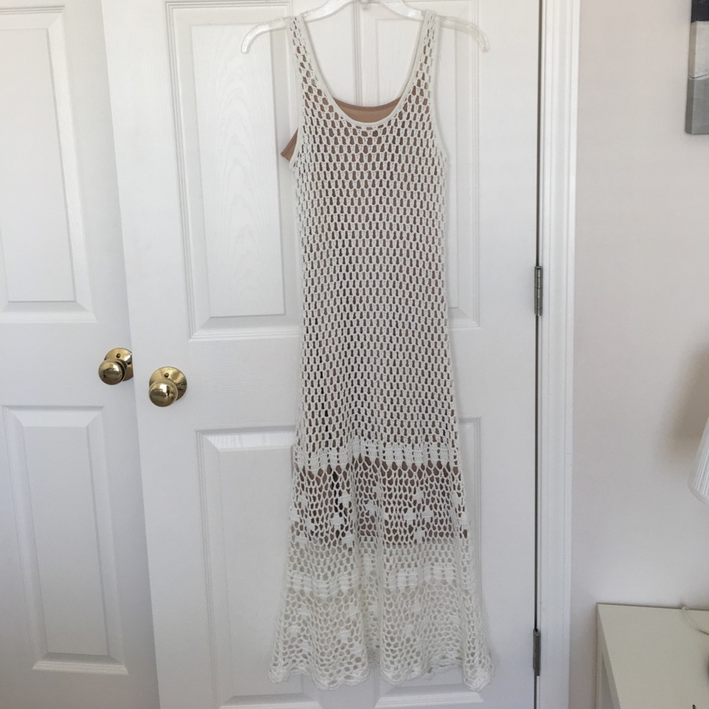 Michael Kors maxi crochet dress with nude slip