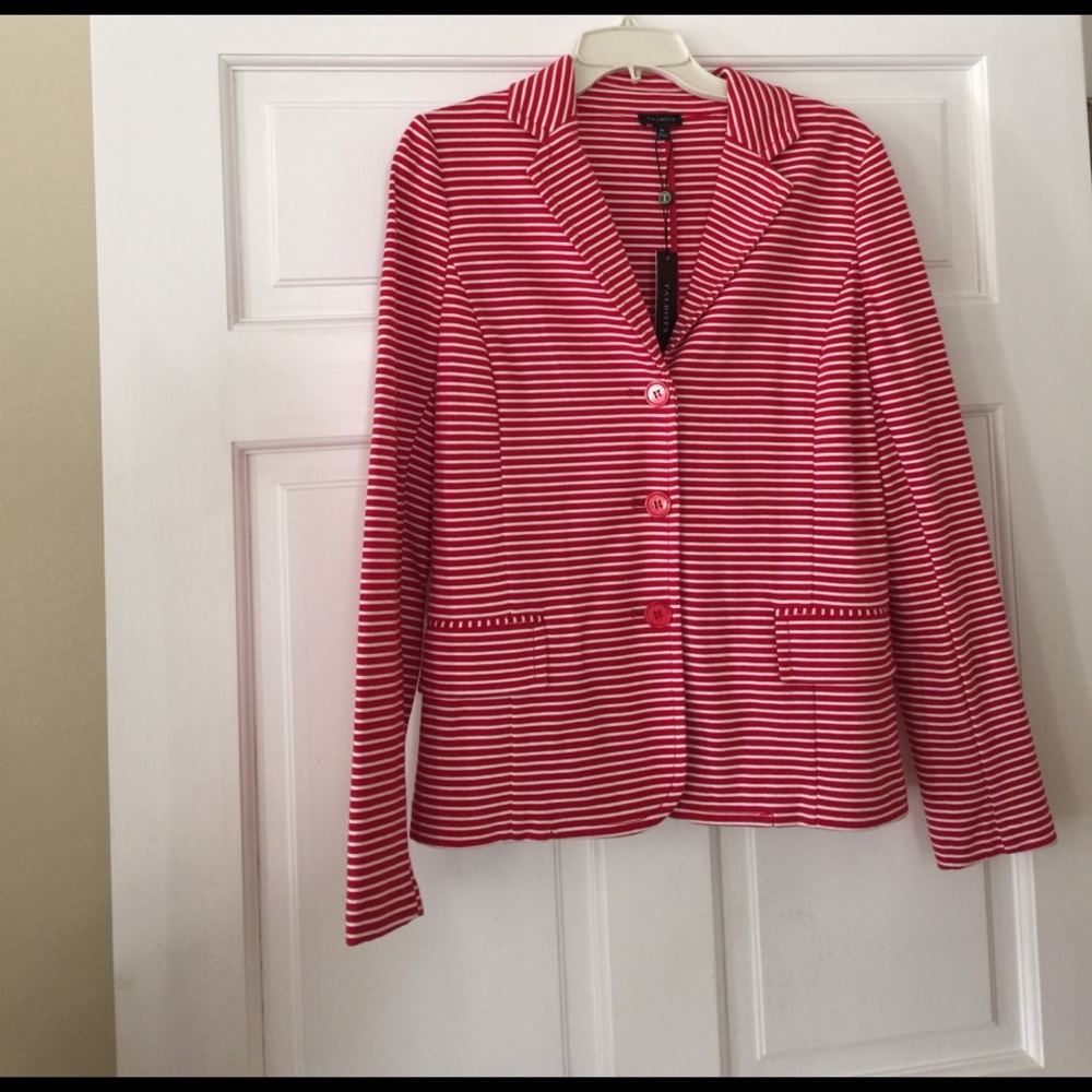 Talbots red and white striped jacket.