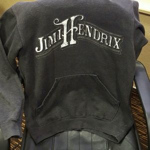 Jiminy Hendrix gray hooded sweatshirt.