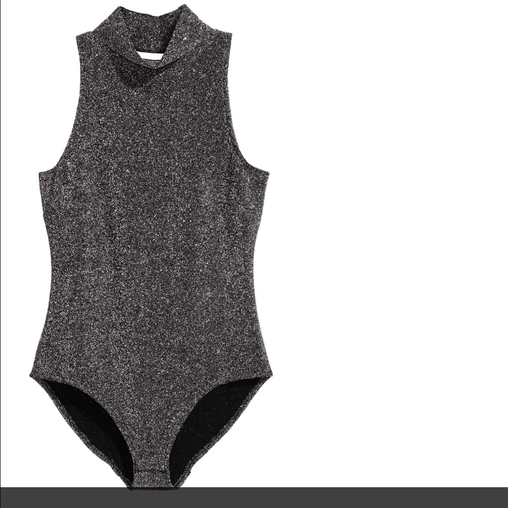 Sleeveless glittered bodysuit